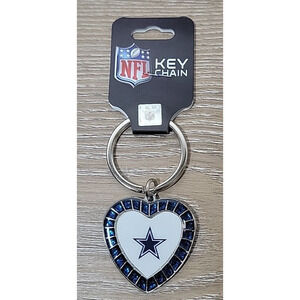 Dallas Cowboys NFL Team Blue Heart Rhinestones Bling Keychain Key Ring NEW RICO